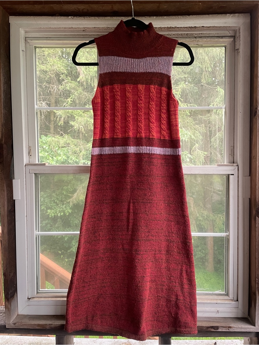 Sleeveless Mock Neck Knit Dress in Red